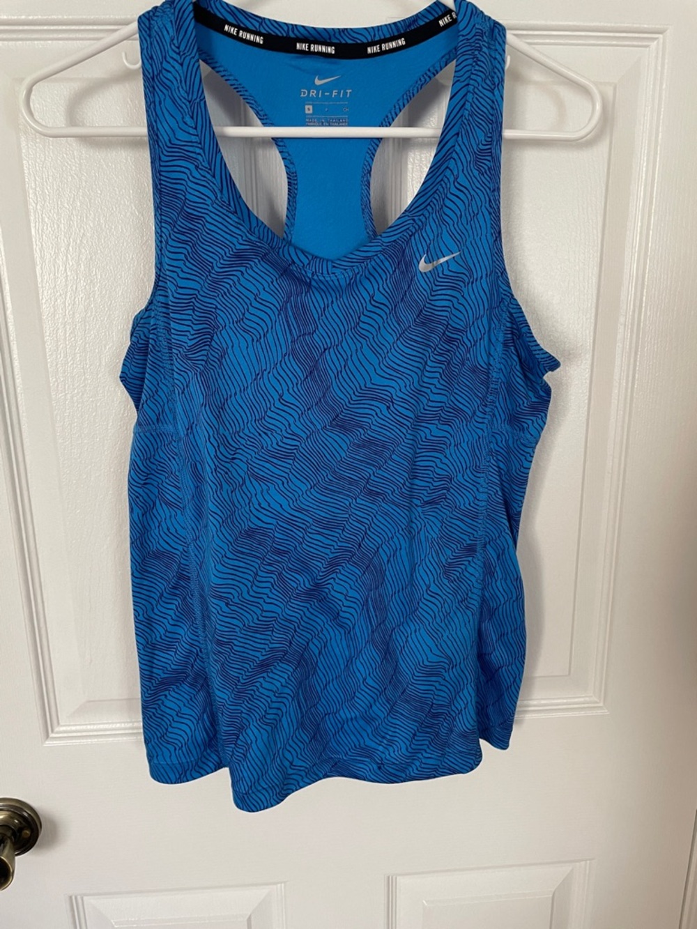 Nike Blue Wave-Print Dri-FIT Racerback Tank